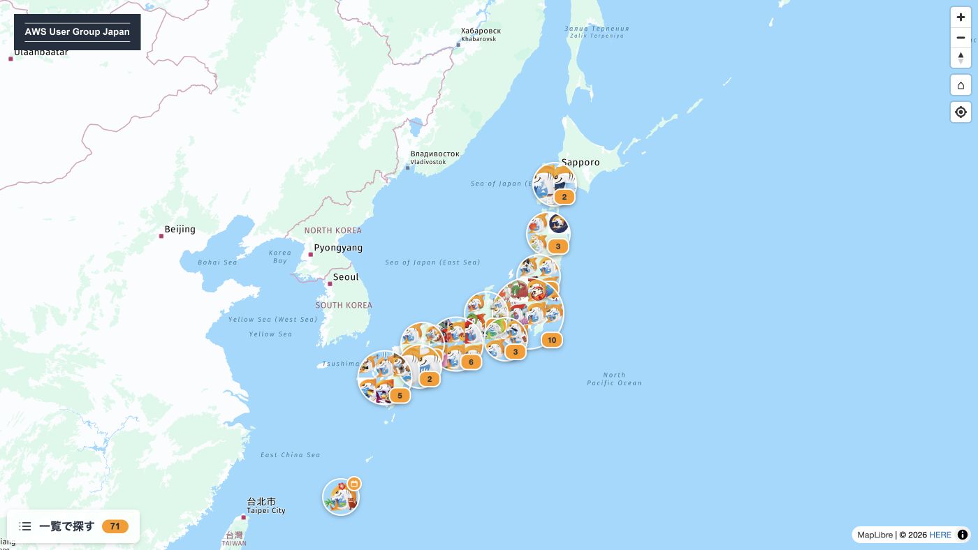 AWS User Group Japan Map